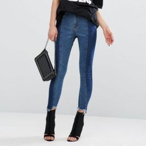 NWOT PrettyLittleThing Two-Toned Skinny Jeans